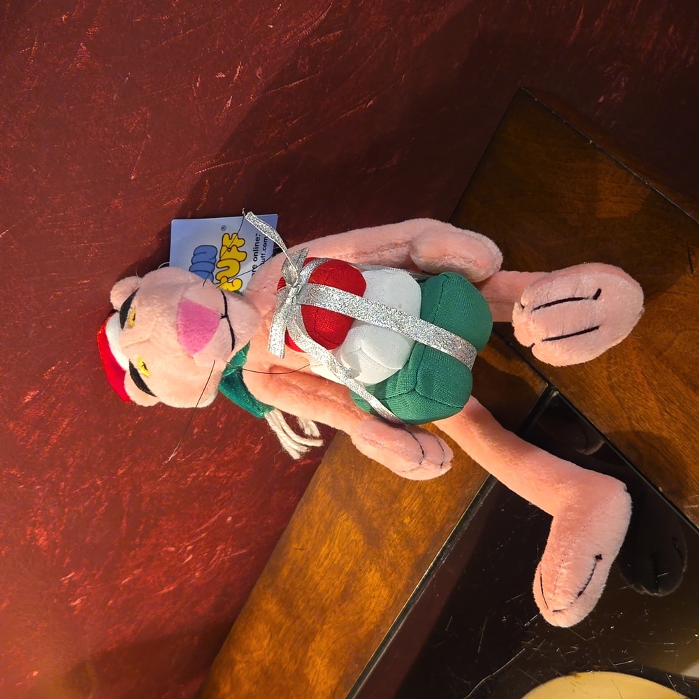 Rare: 2002 Vintage Christmas Pink Panther w/Hat & Packages from Win Stuff.com